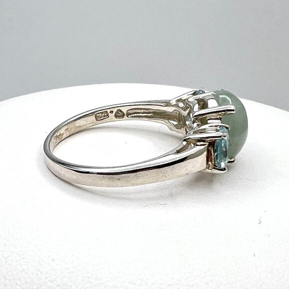 Avon Genuine Jade and Blue Topaz 925 Ring - Picture 2 of 4
